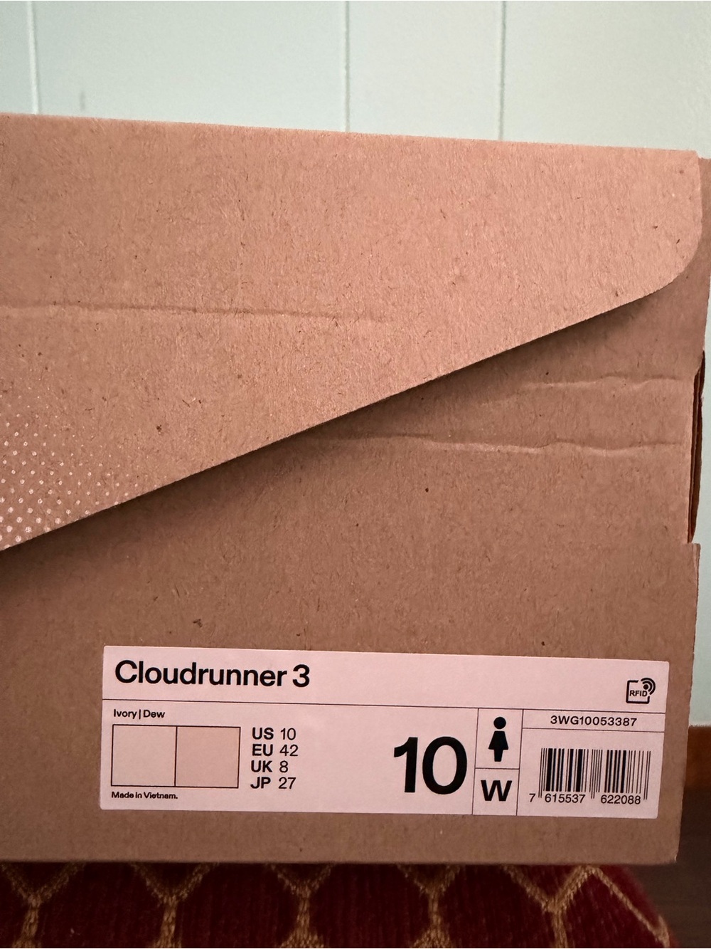 On Running Cloudrunner3 Women's Running Shoe - Cream with Coral Accents - Picture 9 of 11
